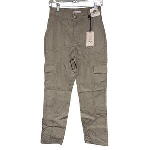 Sincerely Jules Womens Khaki Cargo Pants Size 3/25 100% Cotton Straight Leg
